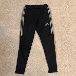 Adidas Kids Black Joggers with Gray Stripes